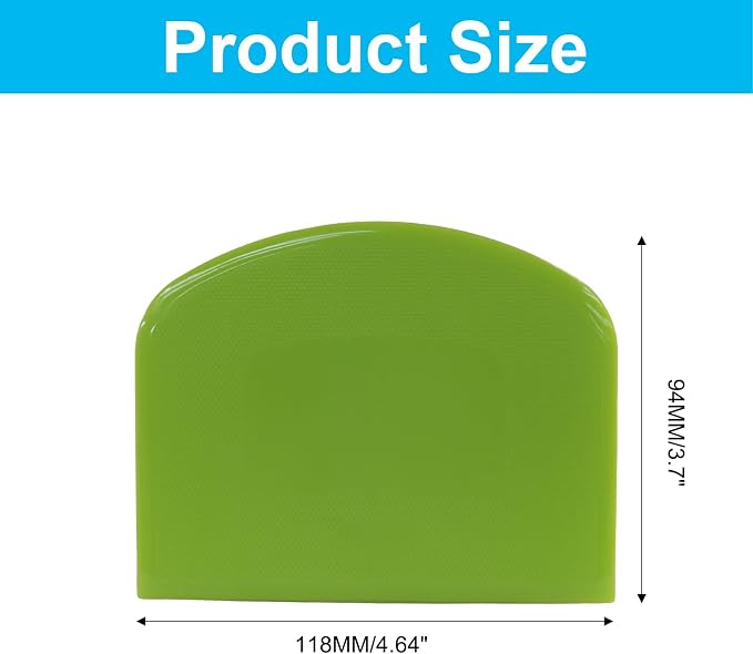 3 Pcs Dough Scraper Set - 4.64" x 3.7" Flexible Plastic Bench Scraper and Bowl Scraper, BPA-Free Food-Safe Dough Cutter(Green*2+Yellow*1)