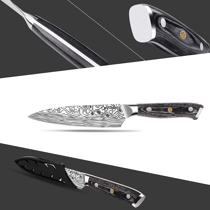 MOSFiATA 4 Inch Paring Knife, Kitchen Knife Fruit Knives with Sheath, German High Carbon Stainless Steel EN1.4116 Precision Cooking Vegetable Knife for Carving, Peeling, Trimming
