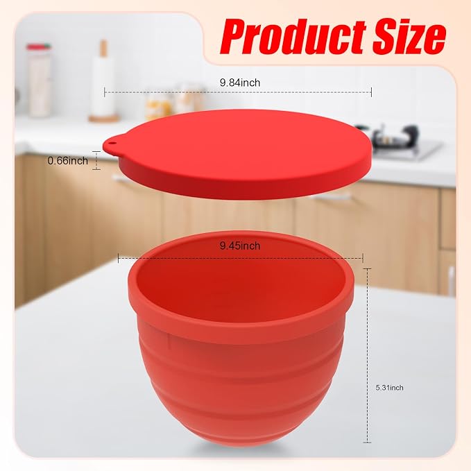 Foldable Silicone Liners for 5 Qt KitchenAid Tilt-Head Stand Mixer(Only), Odourless,Thicker, Cold/Heat-Resistant & Non-Stick, Easy Clean, Set of 3 with Lids, 1Splash-proof Bowl Lid