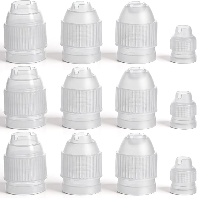 12 Pcs Plastic Couplers for Piping Bags,Size: S,L,M,XL | Piping Bag Couplers,White Piping Couplers for Icing Nozzles,Cake Piping Design
