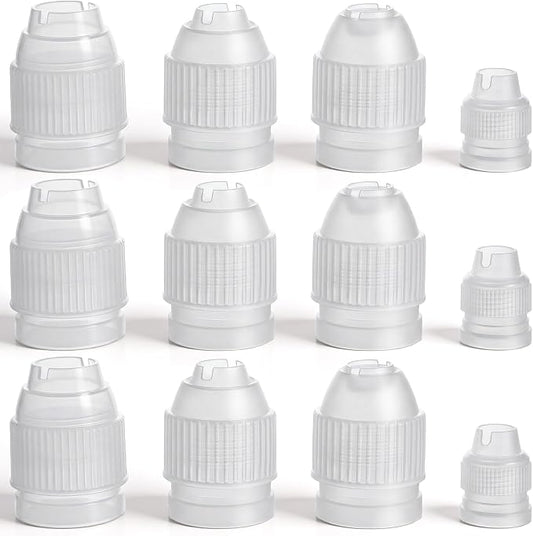 12 Pcs Plastic Couplers for Piping Bags,Size: S,L,M,XL | Piping Bag Couplers,White Piping Couplers for Icing Nozzles,Cake Piping Design