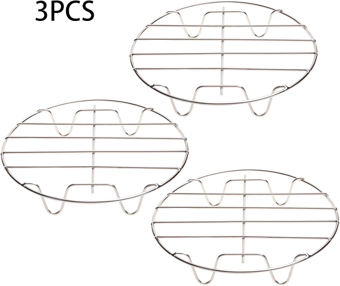 3Pcs 18cm / 7.09" Stainless Steel Round Steamer Racks, 7" Cooling Racks, Steaming Baking Rack for Pressure Cooker, Air Fryer, Canning