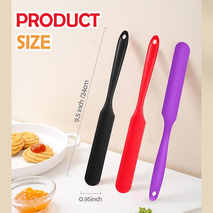 Silicone Jar Spatula, 3Pcs Spatulas Kitchen Set, Heat Resistant Jam Spreader for Baking Mixing Cake Cream Butter Scraper
