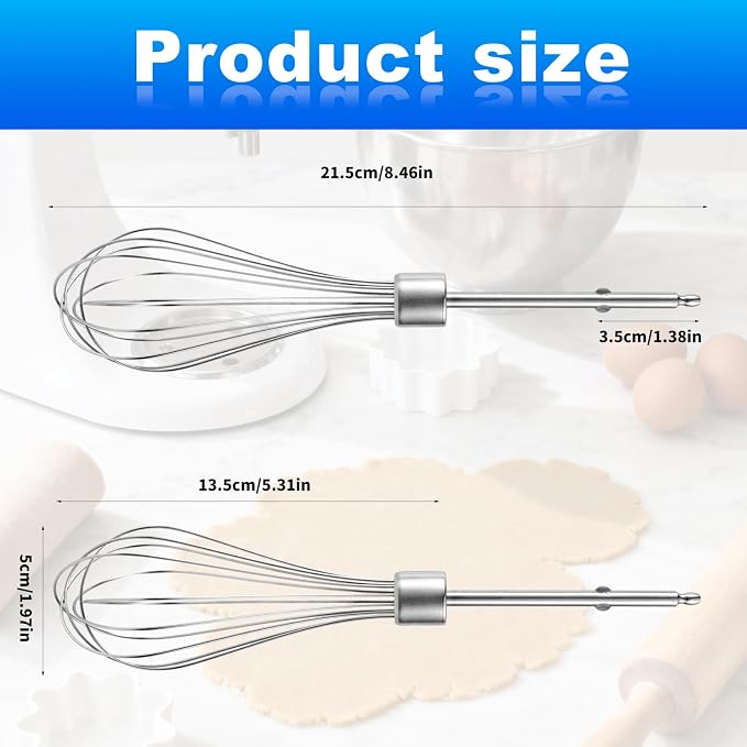 2pcs Hand Mixer Beaters Attachments Compatible with Black & Decker, Universal Stainless Steel Hand Mixer Turbo Beaters Replacement Cooking and Baking Tool Accessory for Kitchen