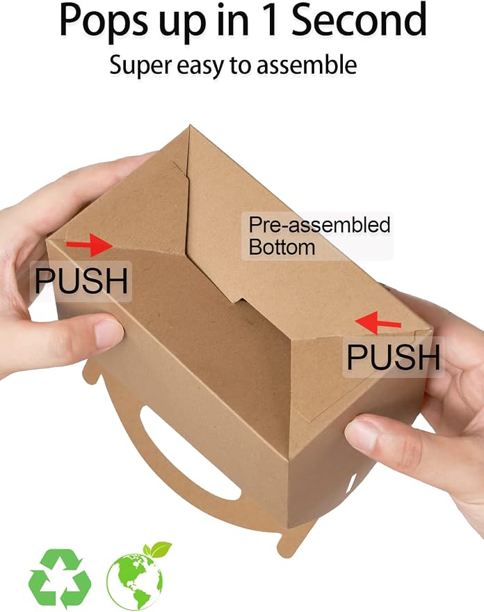 Happyhiram 12 CT Kraft Candy Boxes with Handle, Gable Boxes 6-In DIY Favor Bags for Snack, Cookie Bags for Birthday, Baby Shower, Wedding