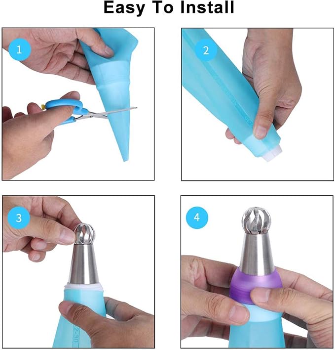 8 PCS Russian Piping Tips Set, BravOne Stainless Steel Russian Piping Ball Tips Flower Frosting Tips Icing Tips Piping Nozzles Cake Decorating Tips Kit