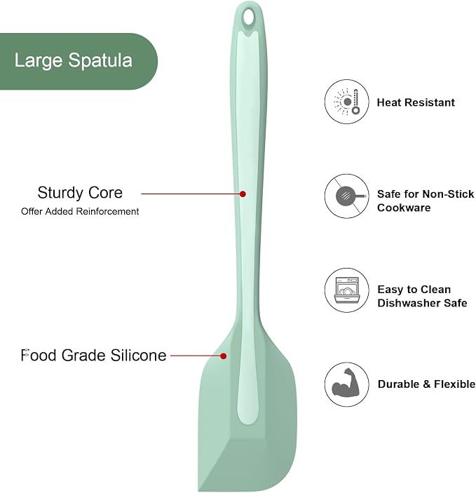Silicone Spatula Set, Premium Spatulas Silicone Heat Resistant 2 Small & 2 Large Flexible Scraper for Nonstick Cookware, Rubber Spatula for Kitchen Mixing Baking Cooking Use, Soft Spatula - Set of 4