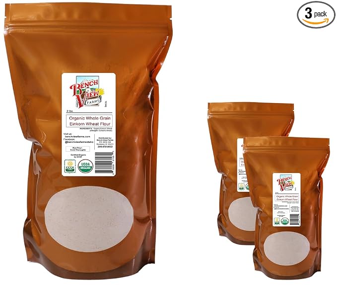 Organic Stone Ground Whole Wheat Einkorn Flour - 2lbs (Pack of 3)