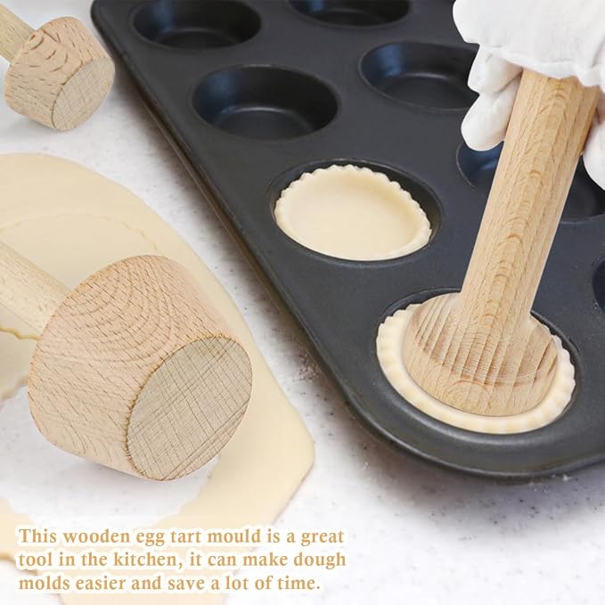 DOERDO 3Pcs Mini Tart Tamper Double Side Egg Tarts Tamper Pastry Tools for Muffin Pan Egg Tart Cheesecakes Dessert Baking