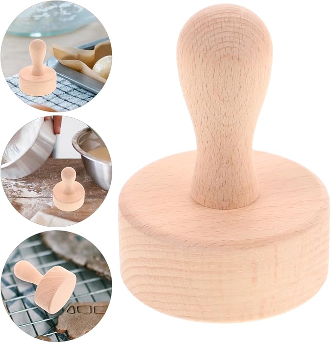 PRETYZOOM Tart Tamper with Wooden Handle – 3.85"" x 2.79"" x 2.79"" Pastry Press Rod for Consistent French Tart Shell Shaping & Crust Tamping – for Baking, DIY Desserts, Chefs & Beginners