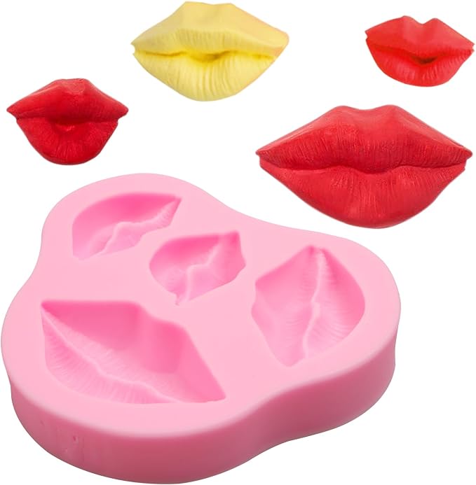 3D Lips Cake Topper Silicone Mold, Lip Chocolate Fondant Mold for Cake Decoration Candy Cupcake Topper Cake Polymer Clay Crafts Epoxy Resin