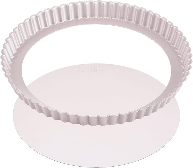 CHEFMADE 11-Inch Round Tart Pan with Removable Loose Bottom, Non-Stick Carbon Steel Quiche Pan for Oven Baking (Champagne Gold)