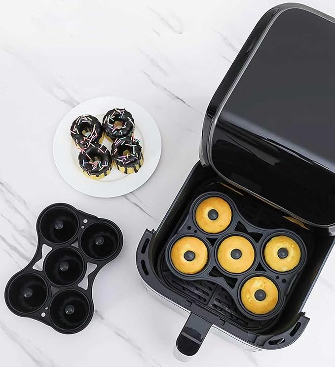 Silicone Donut Mold for 8QT-10QT Air Fryer，Set of 2 Donut Pan for Baking,Non-Stick Bagel Pan for 5 Doughnuts,Dishwasher Safe, Heat Resistant and Microwave Safe