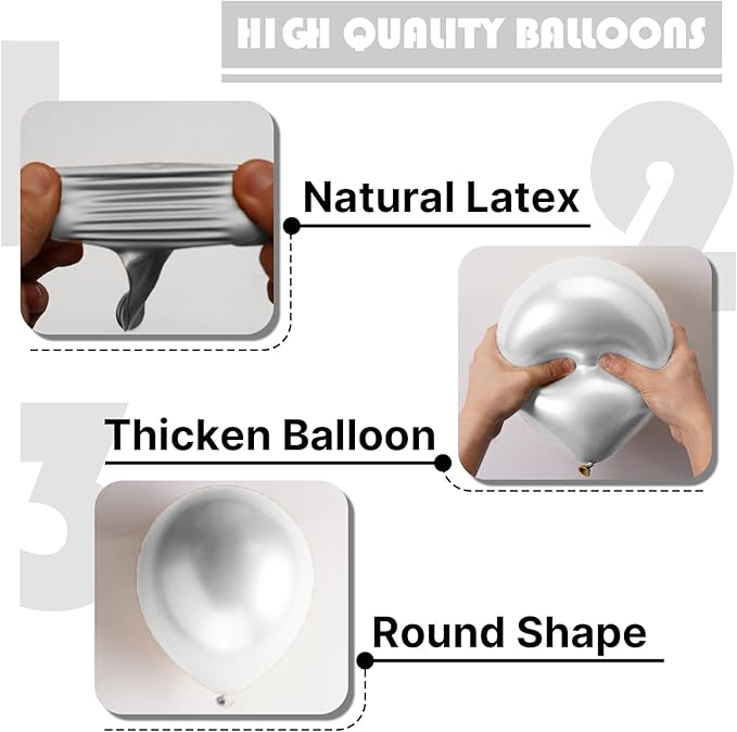 PartyWoo Silver Balloons 100pcs Different Sizes of 18 12 10 5 Inch Silver Balloon Arch Kit Garland for Birthday Graduation Bachelorette Engagement Bridal Shower Wedding Party Decorations Silver-G102