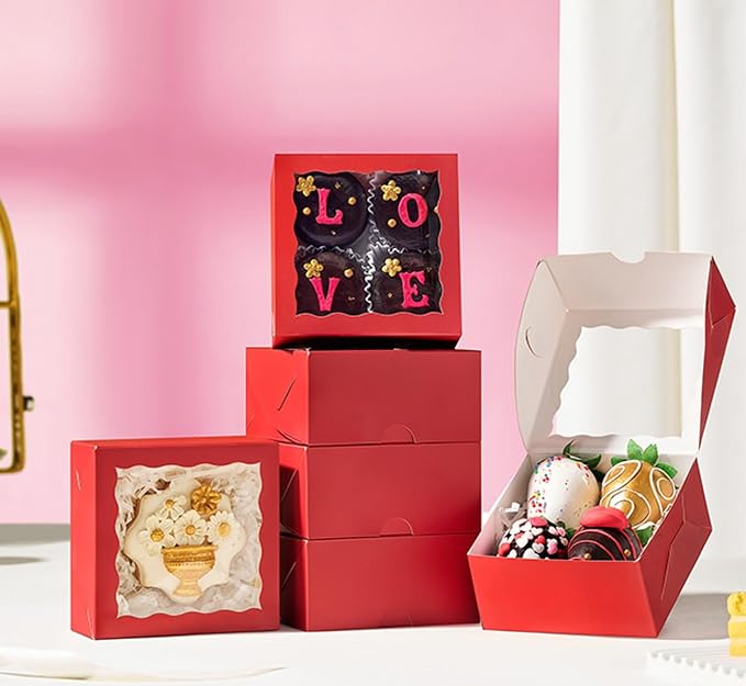 80Pack 4x4x2 Bakery Treat boxes Cookies Boxes Mini Baking Boxes for Cake, Pie,Cinnamon Roll Treat,Chocolate Truffle Packing Party Wedding Favor