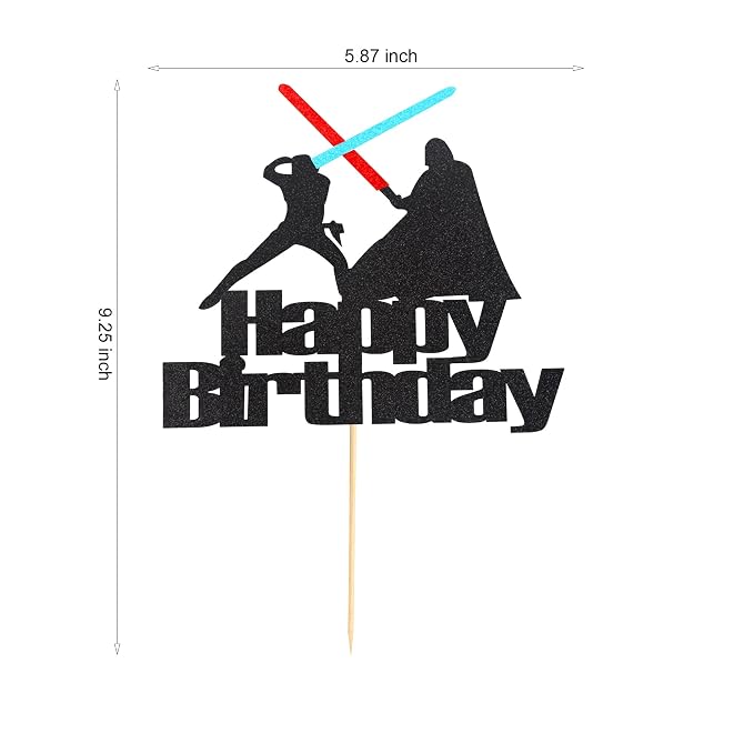 Arthsdite 1Pc Darth Vader Happy Birthday Cake Topper Alien War Cake Pick - Children's Birthday Baby Shower Party Supplies Decorations For Boys