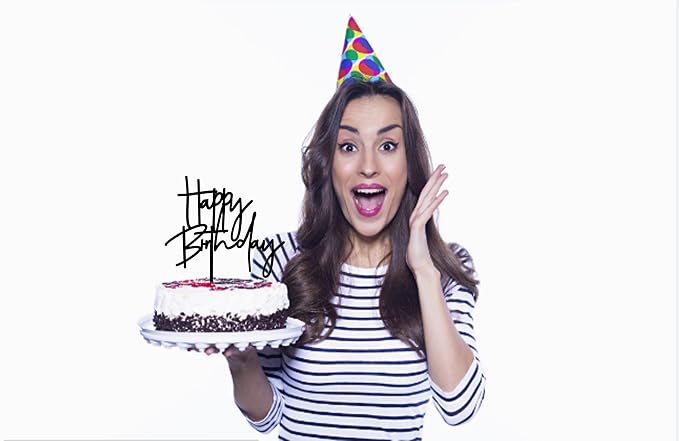DIY Happy birthday Cake Topper Black Acrylic