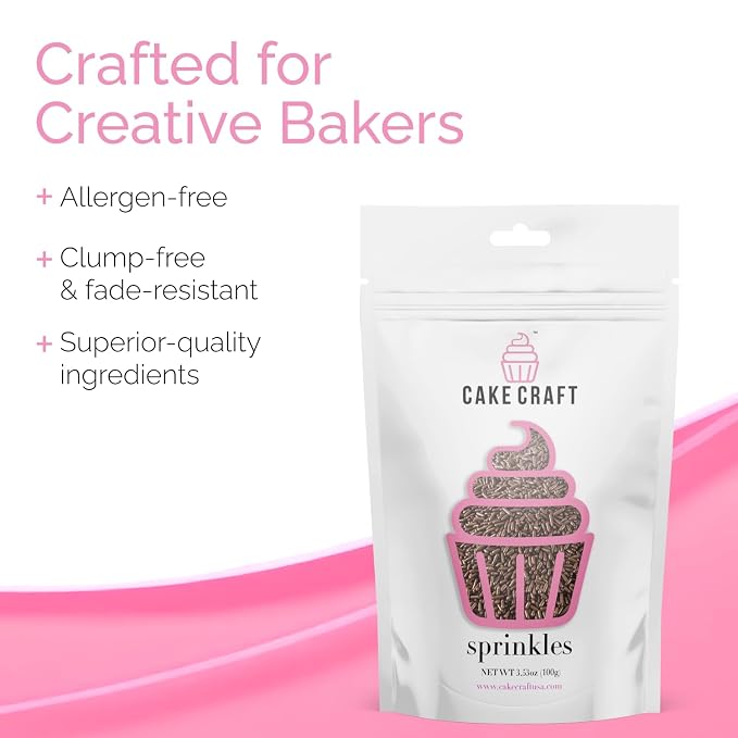 Cake Craft Sprinkles – 3-Pack (100g Each) | Decorating Cakes, Cupcakes, Cookies & More | Brown – Jimmies