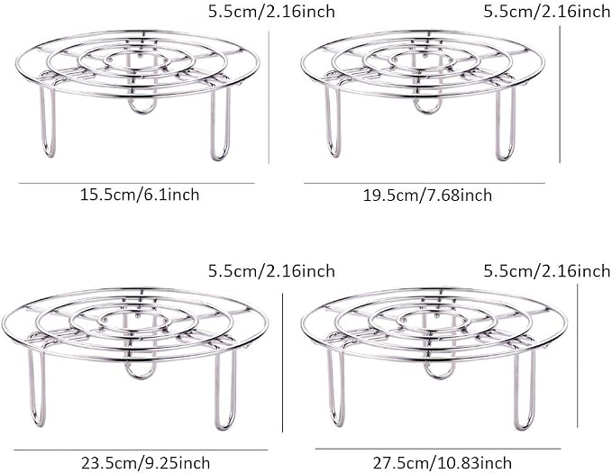 2Pcs Steam Rack, Heavy Duty Steaming Rack Stand, Stainless Steel Round Steamer Cooling Rack Trivet, Pot Steamer Insert Food Stand, Steaming Cookware Accessories(Size:15.5cm/6.1in)