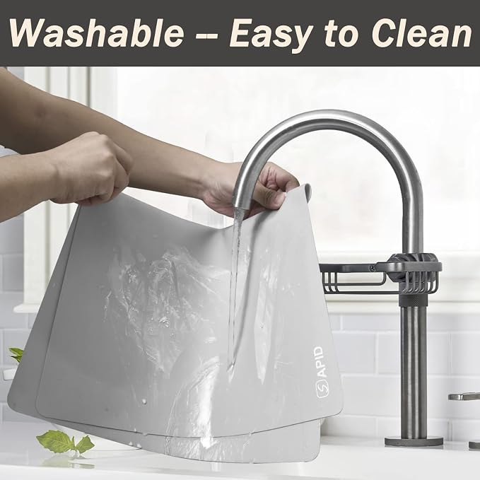 1.5MM Extra Thick Placemats Extra Large Silicone Mat 28" x 20" Heat Resistant Mat for Kitchen Countertop Protector, Washable Place Mats Silicone Mats for Kitchen Counter Mat Table Mat, Grey, Sapid