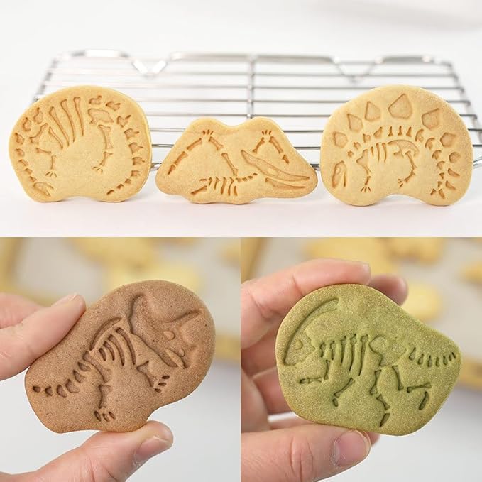 Dinosaur Fossil Cookie Cutters,Plastic Dino Cookie Stamps,Animal Biscuit Mould Press,Animals Cookie Mould Set,Baking Kitchen Tools (Dinosaur Fossil)