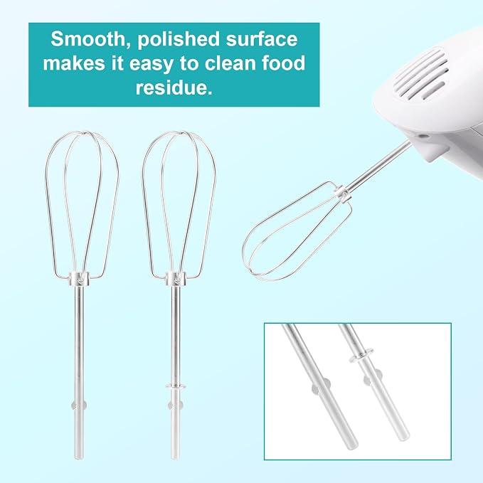 6pcs Hand Mixer Beaters Attachments, Stainless Steel Dough Hooks, Whisk & Blending Rod Replacement Electric Hand Mixer Accessories Set Compatible with