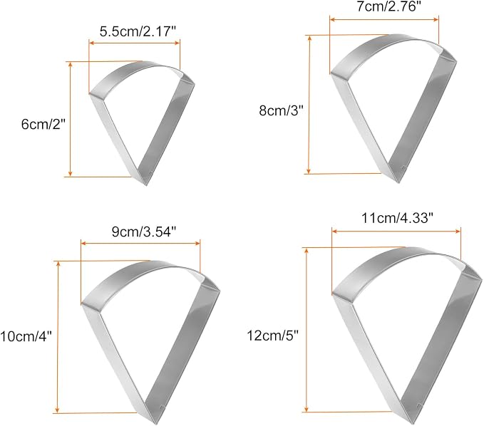 HARFINGTON Pizza Slice Cookie Cutter Set Assorted Sizes Stainless Steel Candy Corn Baking Pastry Cookie Cutters Molding for Pastry Fondant Cake Cookie
