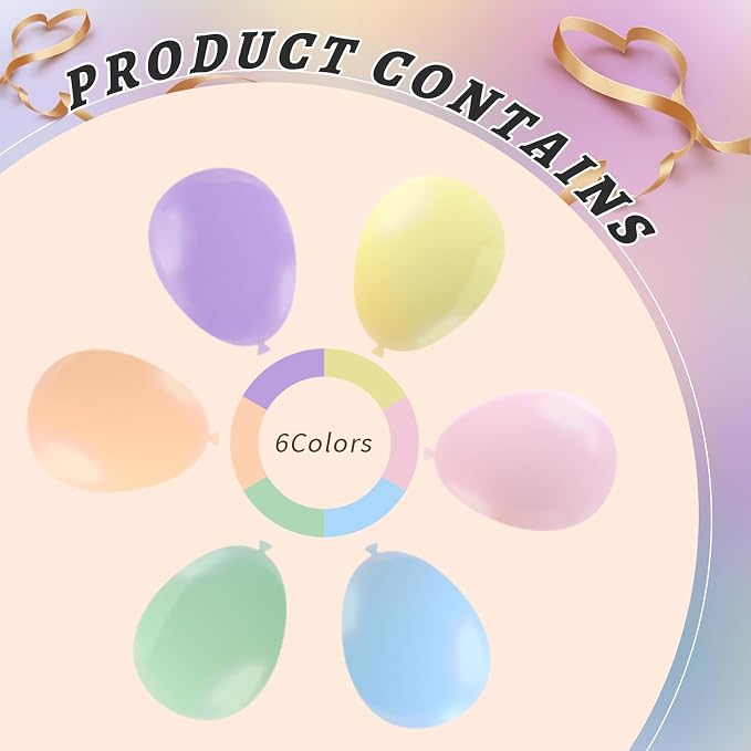 160 Pack Pastel Balloons 12 Inch Pastel Rainbow Multicolor Macaron Balloons for Party Baby Shower Gender Reveal Easter Decorations