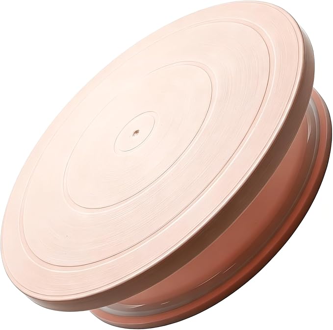 11 Inch Rotating Cake Turntable Anti-slip Rotating Cake Stand for Decorating Sculpting Painting Airbrush Spraying Display Lightweight Spinner (Pink)
