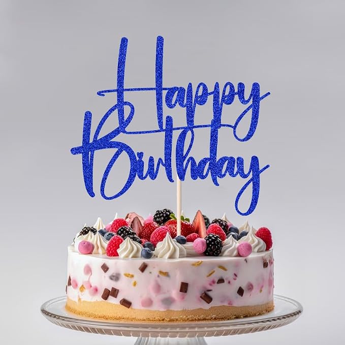 dark blue Happy Birthday Cake Topper, Happy Birthday Cake Bunting Deco, Baby Gender Reveal Party/Anniversary Party Decoration Supplies