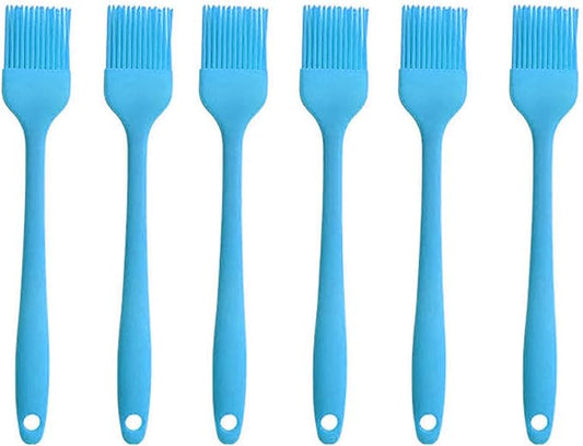 Silicone brush, Oil Brush for BBQ Kitchen Cooking Baking and Grilling (6 PCS,blue)