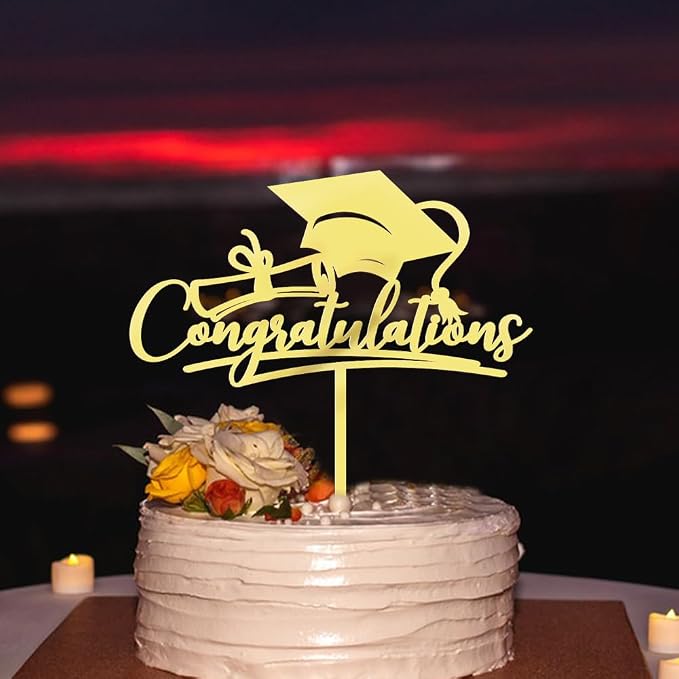 Congratulations 2026 Graduation Cake Topper,Congrats Grad Cake Decor - 2026 High School/College/Senior Graduation Party Decorations Supplies (gold Acrylic)