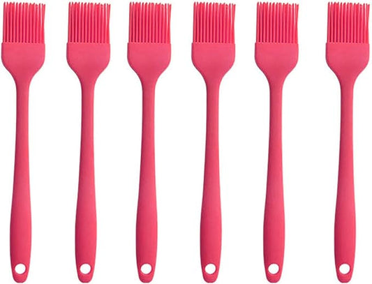Silicone brush, Oil Brush for BBQ Kitchen Cooking Baking and Grilling (6 PCS,Rose red)