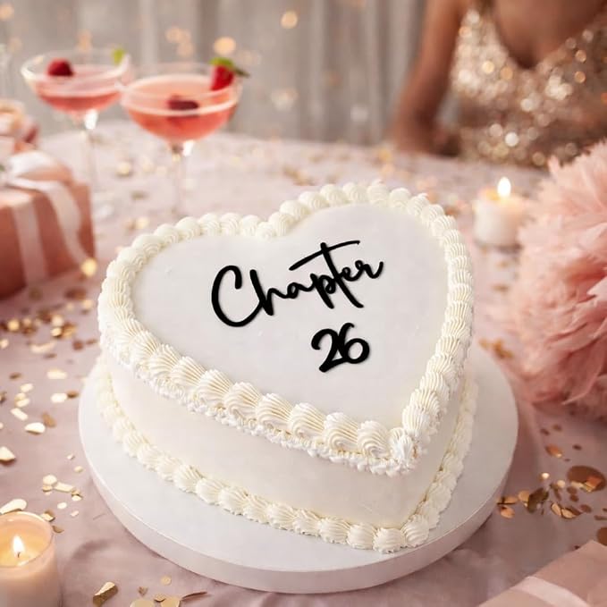 Chapter 26 Cake Topper – Acrylic 26th Birthday Cake Decoration for women Happy 26 Cake Topper for Party, Modern Coming of Age Birthday Decor (Chapter 26)