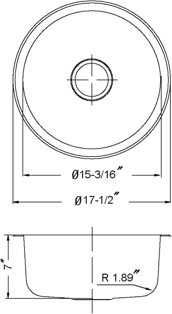 Houzer Club 18 inch Stainless Steel Undermount Single Round Bowl Bar Sink with Strainer - CF-1830-1