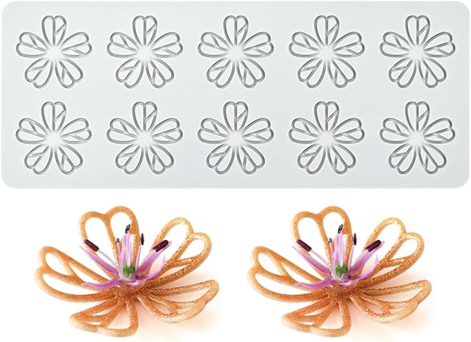 mostsom Silicone Five-Leaf Shape Fondant Molds Chocolate Mould for Cake Pastry Decor Baking Gumpastes Moulds Decoration Sugar Lace Mat (H_ Five-Leaf)