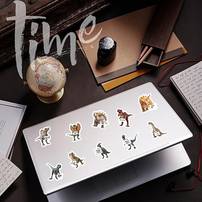 Dinosaur Thank You Stickers Roll, 500PCS Realistic Dino Themed Thank You Labels Self-Adhesive Stickers for Kids Birthday Party Baby Shower Small Business Envelopes Gift Bags