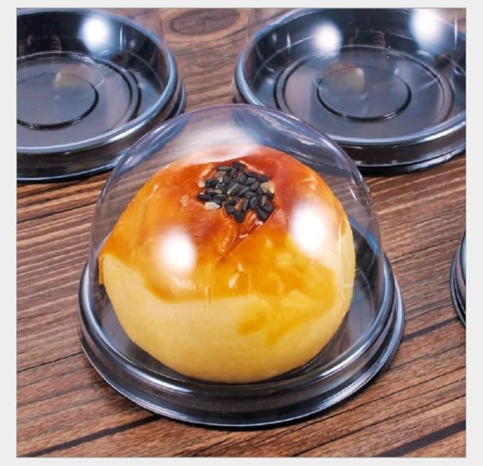 Clear Plastic Mini Cupcake Container,25 PC Desk Pet Containers Mooncake Boxes Muffin Pod Dome Muffin Single Cupcake Holders Individual Cupcake Containers Plastic Disposable (Black, 25pc)