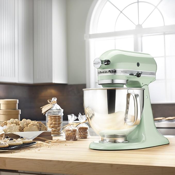 KitchenAid Artisan Series 5 Quart Tilt Head Stand Mixer with Pouring Shield KSM150PS, Pistachio Bundle with Deco Essentials Exclusive CPS 1 Year Extended Protection Pack
