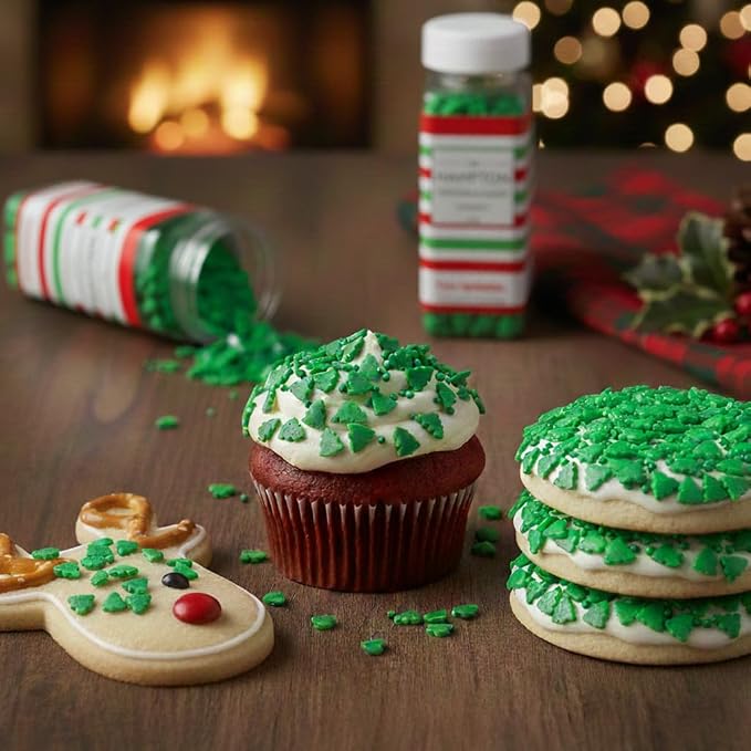 Green Tree Candy Sprinkles 4.4 oz, Christmas Sprinkles For Cake Decorating, Baking, Ice Cream & More, The Hampton Candy Company