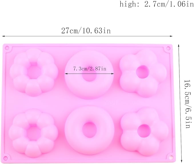 6 Cavity Donut Flower Silicone Chocolate Molds Set Of 2 | For Candy Chocolate Cake Decoration