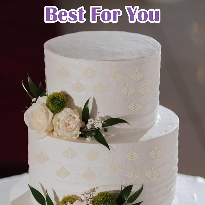 4 Pcs Cake Stencils for Buttercream,10x8 Inch Floral Cake Decorating Stencils Fine Hollow Lace Side Baking Mesh Stencil Tool, Reusable Templates for Wedding Dessert DIY Baking Decor