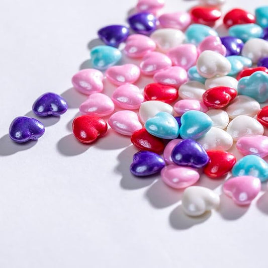 Valentine's Rainbow Heart Sprinkles,Cake Sprinkles,Cookie Sprinkles,Sugar Pearl, Edible Candy Pearls for Cake 130g 4.6OZ Cupcake Decorationg (rainbow heart)