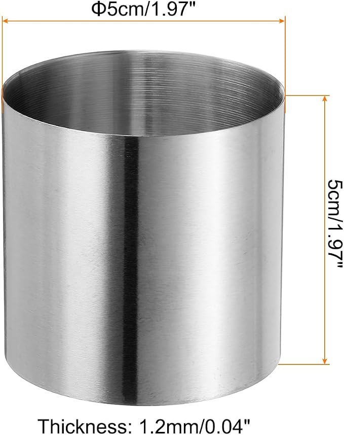 HARFINGTON Round Cake Ring 2 x 2 Inch Seamless Stainless Steel Pastry Mousse Dessert Ring Mirror Coating for Baking Cooking Making Tool