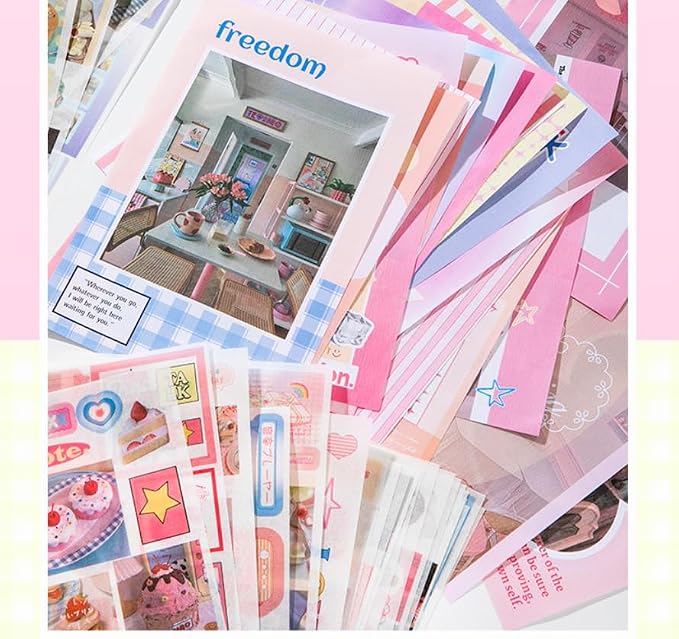 Girl's Korean Retro Sticker Book, Dessert Party Theme - 800+ Cute Fresh and Clean Style Old Items Stickers, for DIY Scrapbooking Journaling Handbook Decoration