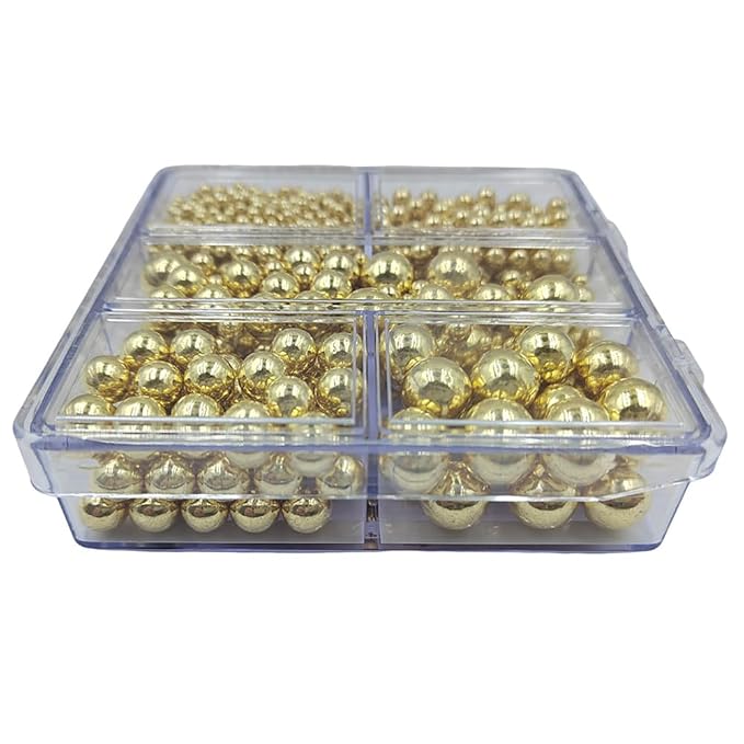 Gold Pearl Sprinkles for Cake Decorating, 4 Sizes Mix Size Sugar Pearls for Cupcake Topper, Ice Cream, Donuts, Baking Decoratings (2mm, 4mm, 7mm, 10mm)