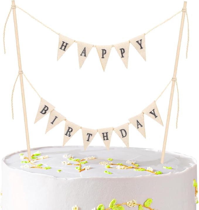 Personalized Birthday Banner & Cake Topper Set - Happy Birthday Sign & Garland for Party Supplies