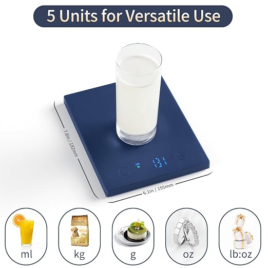 Homebuds 22lb/10kg Food Scale, Precision 0.1oz/1g by Our Professional Scale Factory Since 2001, Kitchen Scales Digital Weight Grams and Ounces for Cooking and Baking, LED, 3*AAA Batteries, Blue