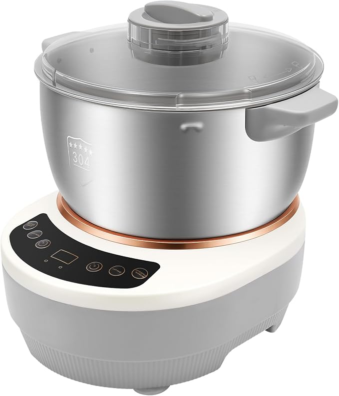 5.3QT 304 Stainless Steel Electric Dough Maker, Dough Stand Mixer Machine with 140-170 RPM,Built-in Microcomputer Timer,Digital Screeny, Automatic Kneading Machine for Bakery (Silver)