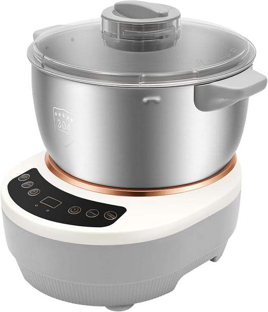 5.3QT 304 Stainless Steel Electric Dough Maker, Dough Stand Mixer Machine with 140-170 RPM,Built-in Microcomputer Timer,Digital Screeny, Automatic Kneading Machine for Bakery (Silver)